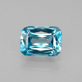 Zircone naturale blu da 1,26 ct, taglio smeraldo, VS-SI