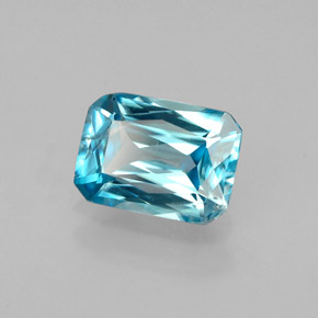Zircone naturale blu da 1,26 ct, taglio smeraldo, VS-SI
