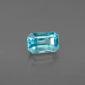 Zircone naturale blu da 1,22 ct, taglio smeraldo, VS