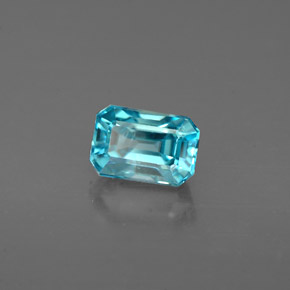 Zircone naturale blu da 1,22 ct, taglio smeraldo, VS