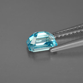 Zircone naturale blu da 1,22 ct, taglio smeraldo, VS
