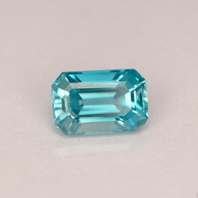 Zircone naturale blu da 0,90 ct, taglio smeraldo, VVS