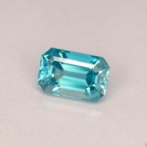 Zircone naturale blu da 0,90 ct, taglio smeraldo, VVS