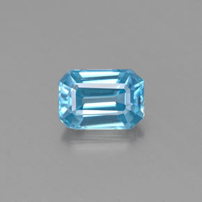 Zircone naturale blu da 0,86 ct, taglio smeraldo, VVS