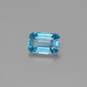 Zircone naturale blu da 0,78 ct, taglio smeraldo, VVS