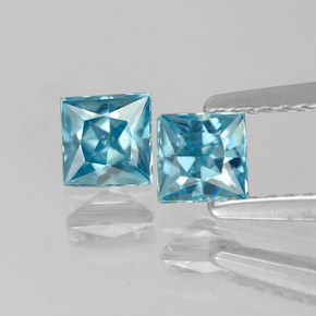 Zircone naturale blu da  ct, quadrato, VVS-VS