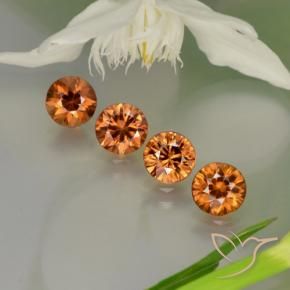 Gemme di Zircone Medium-Dark Orange  naturale da 3.73 ct, Rotondo, VS