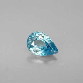 Zircone naturale blu da 1,59 ct, taglio a pera, VVS-VS