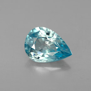 Zircone naturale blu da 1,43 ct, taglio a pera, VVS-VS