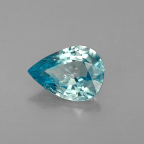 Zircone naturale blu da 1,43 ct, taglio a pera, VVS-VS