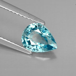 Zircone naturale blu da 1,41 ct, taglio a pera, VVS-VS