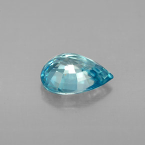 Zircone naturale blu da 1,41 ct, taglio a pera, VVS-VS