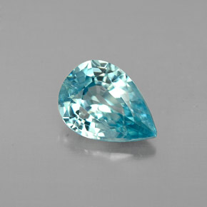 Zircone naturale blu da 1,46 ct, taglio a pera, VVS