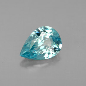 Zircone naturale blu da 1,46 ct, taglio a pera, VVS