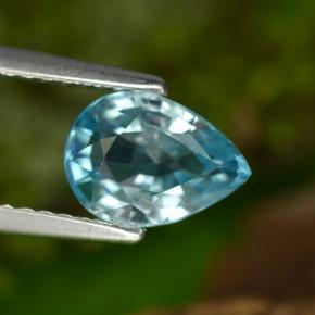 Zircone naturale blu da 1,63 ct, taglio a pera, VVS-VS