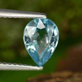Zircone naturale blu da 1,63 ct, taglio a pera, VVS-VS