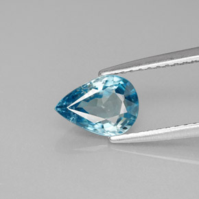 Zircone naturale blu da 1,45 ct, taglio a pera, VS
