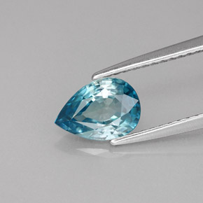 Zircone naturale blu da 1,45 ct, taglio a pera, VVS