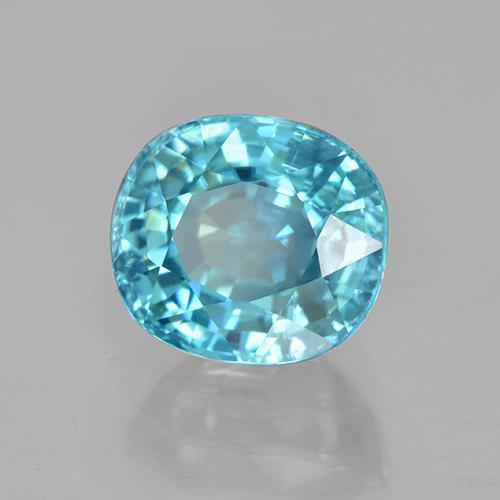 Zircone Blu verdastro brillante naturale da 3.87 ct, Taglio ovale, VVS-VS