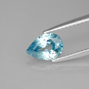 Zircone naturale blu da 1,39 ct, taglio a pera, VS
