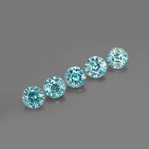 Zircone naturale blu da  ct, taglio rotondo, VS