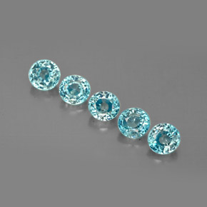 Zircone naturale blu da  ct, taglio rotondo, VS