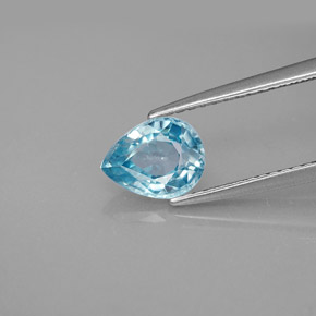 Zircone naturale blu da 1,55 ct, taglio a pera, VS