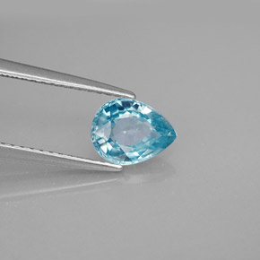 Zircone naturale blu da 1,55 ct, taglio a pera, VS
