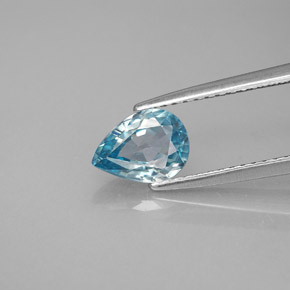 Zircone naturale blu da 1,45 ct, taglio a pera, VVS-VS