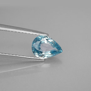 Zircone naturale blu da 1,45 ct, taglio a pera, VVS-VS