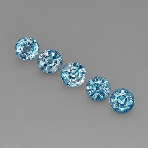 Zircone naturale blu da  ct, taglio rotondo, VS