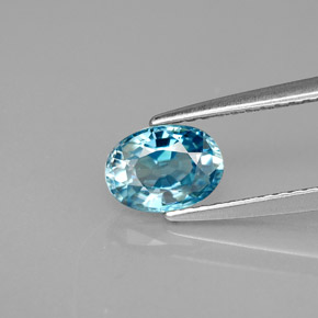 Zircone naturale blu da 1,23 ct, taglio ovale, VVS-VS