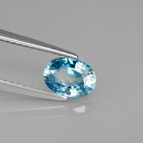 Zircone naturale blu da 1,23 ct, taglio ovale, VVS-VS