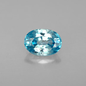 Zircone naturale blu da 1,41 ct, taglio ovale, VVS-VS