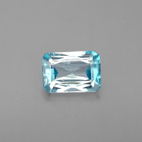 Zircone naturale blu da 1,38 ct, taglio smeraldo, VS