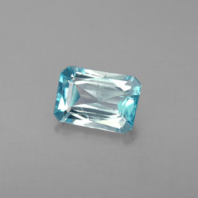 Zircone naturale blu da 1,38 ct, taglio smeraldo, VS