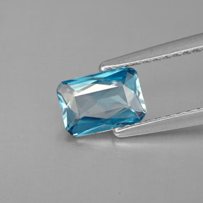 Zircone naturale blu da 1,04 ct, taglio smeraldo, VVS-VS