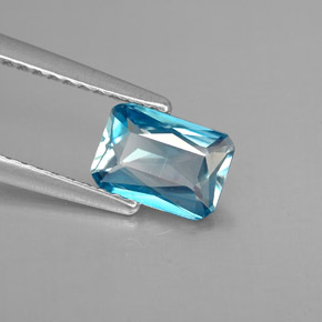 Zircone naturale blu da 1,04 ct, taglio smeraldo, VVS-VS