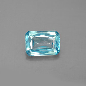 Zircone naturale blu da 1,45 ct, taglio smeraldo, VS
