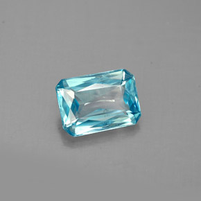 Zircone naturale blu da 1,45 ct, taglio smeraldo, VS