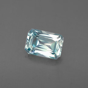 Zircone naturale blu da 1,40 ct, taglio smeraldo, VVS-VS