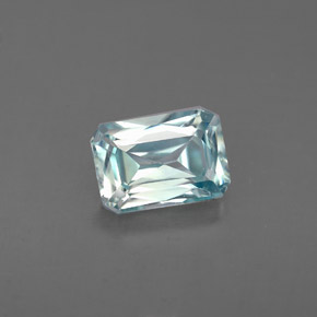 Zircone naturale blu da 1,40 ct, taglio smeraldo, VVS-VS