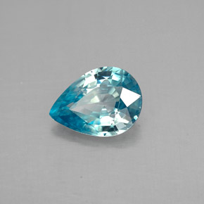 Zircone naturale blu da 1,50 ct, taglio a pera, VVS-VS