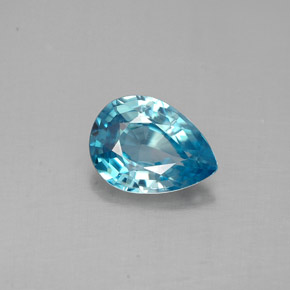 Zircone naturale blu da 1,45 ct, taglio a pera, VVS