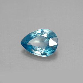 Zircone naturale blu da 1,45 ct, taglio a pera, VVS