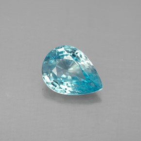 Zircone naturale blu da 1,53 ct, taglio a pera, VVS