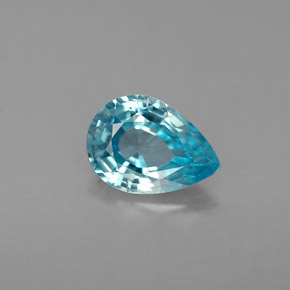 Zircone naturale blu da 1,34 ct, taglio a pera, VVS