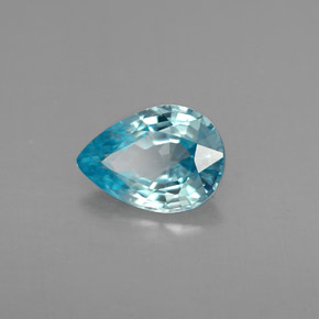 Zircone naturale blu da 1,34 ct, taglio a pera, VVS