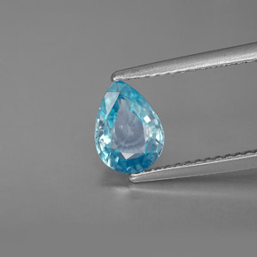 Zircone naturale blu da 1,29 ct, taglio a pera, VVS-VS