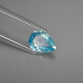 Zircone naturale blu da 1,29 ct, taglio a pera, VVS-VS